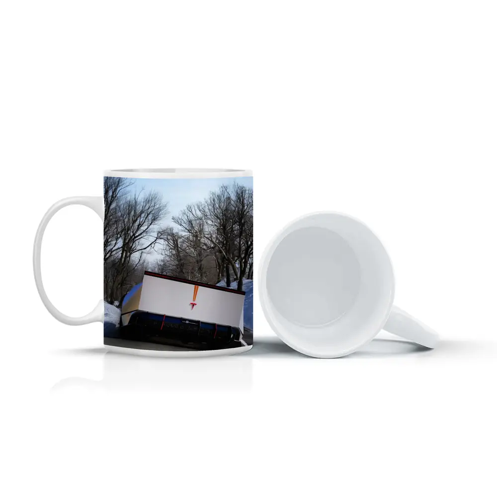 Tesla Semi Truck Winter Snow Road – Mugs