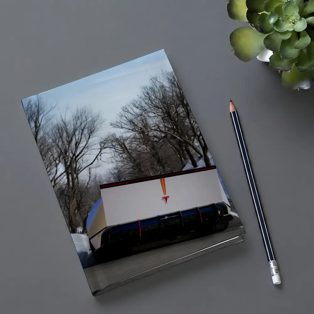 Tesla Semi Truck Winter Snow Road – Notebooks