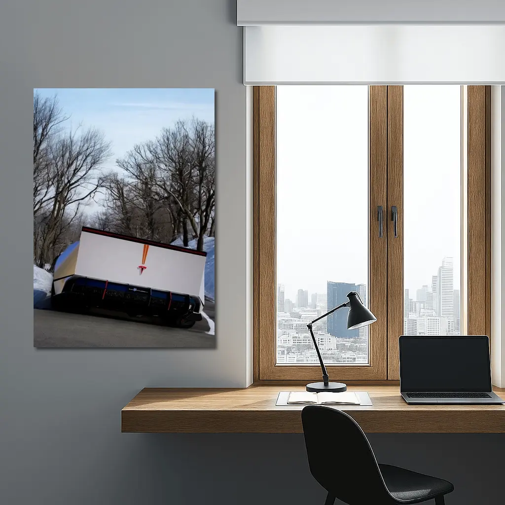Tesla Semi Truck Winter Snow Road – Wall Art