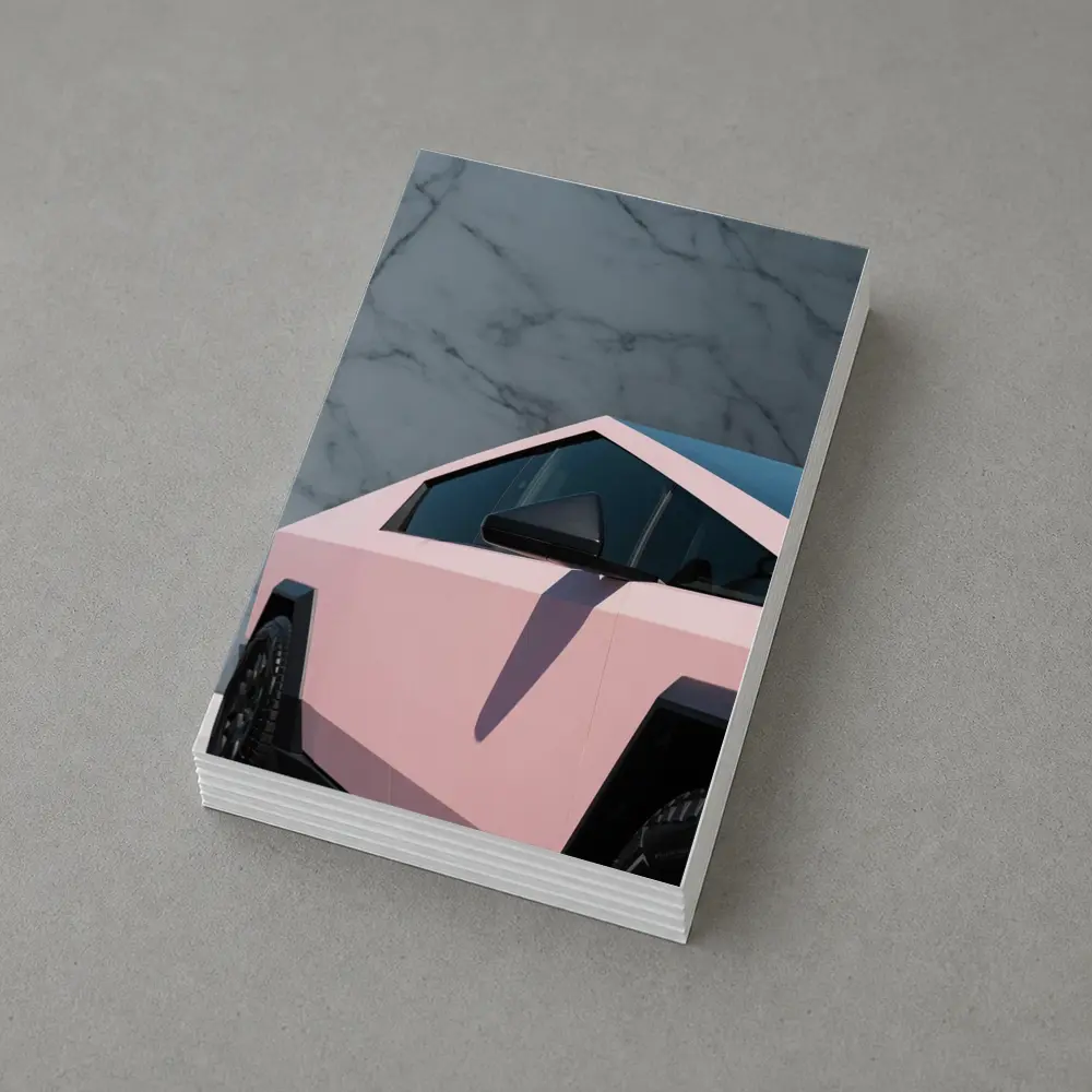 Pink Tesla Cybertruck Against Marble Wall – Postcards