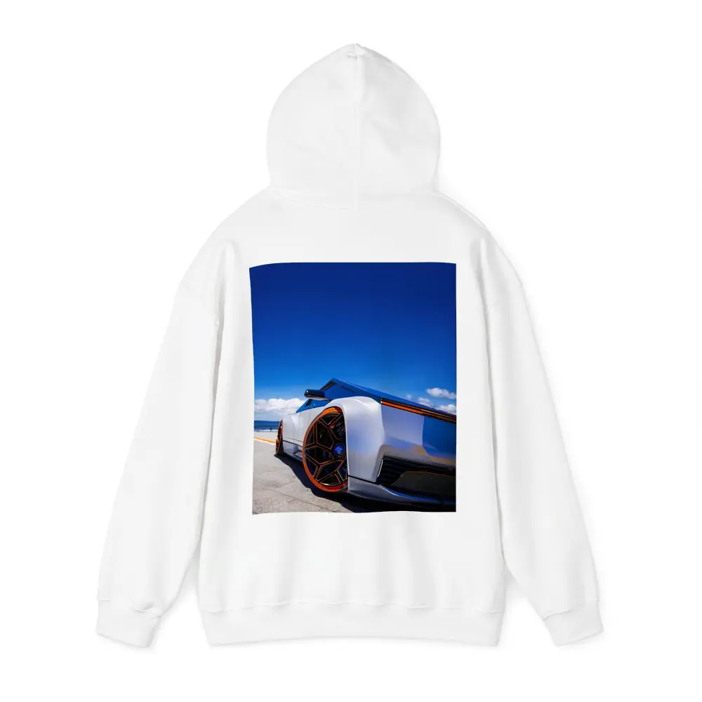 Tesla Cybertruck Coastal Blue Sky View – Hoodies