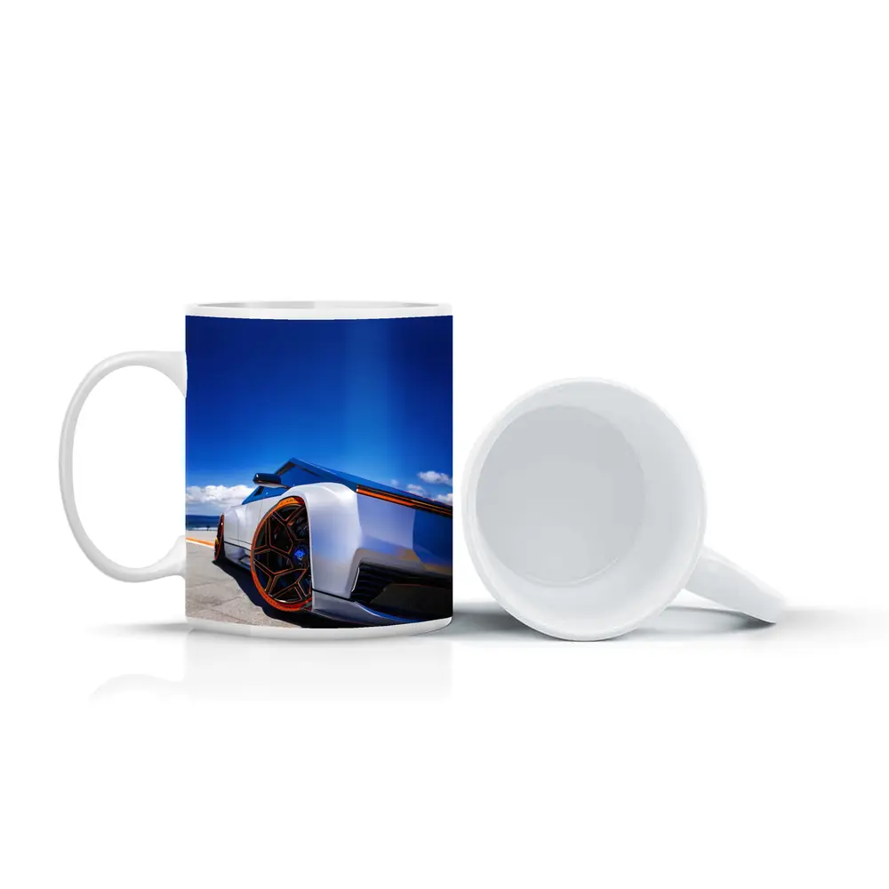 Tesla Cybertruck Coastal Blue Sky View – Mugs