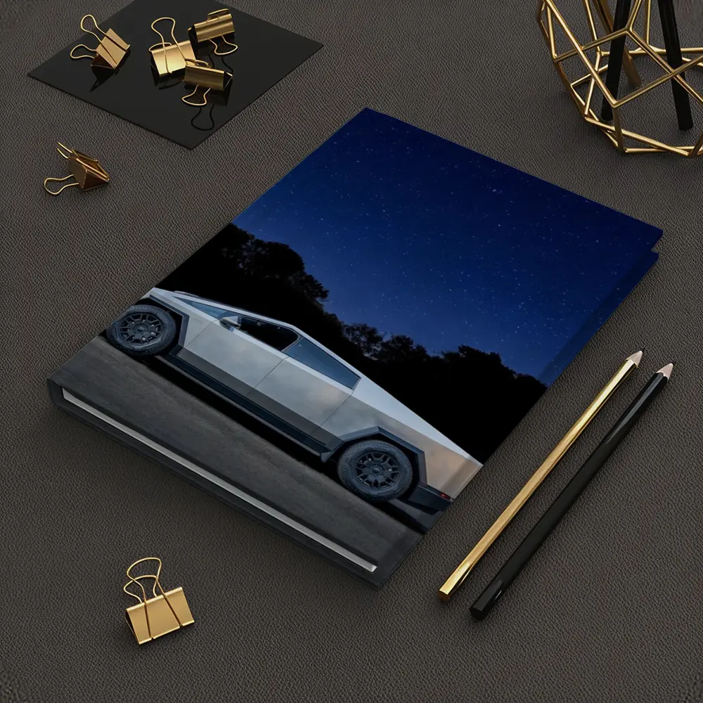 Tesla Cybertruck Parked Under Starry Night Sky – Notebooks