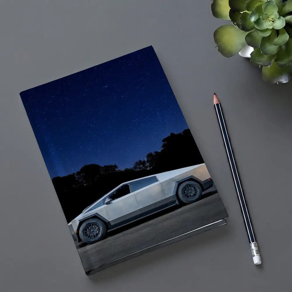 Tesla Cybertruck Parked Under Starry Night Sky – Notebooks