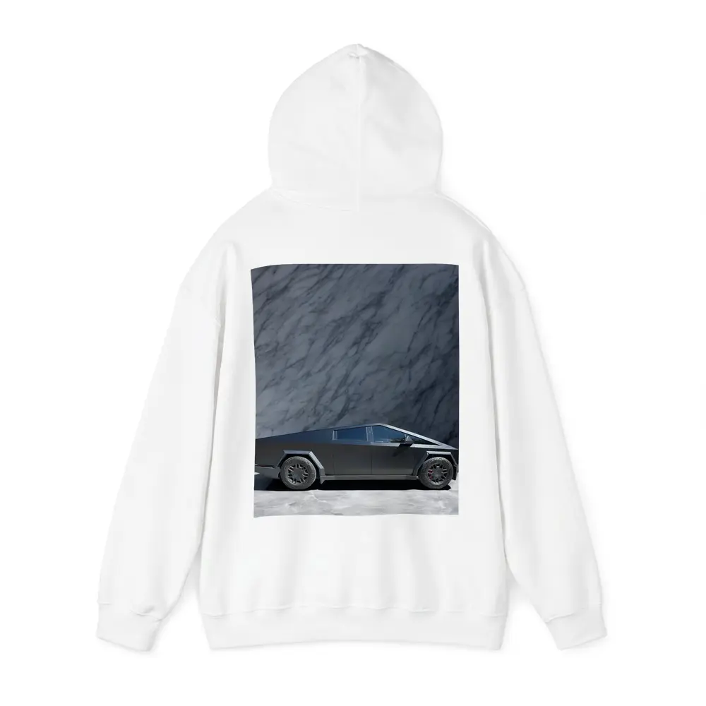 Tesla Cybertruck Against Marble Stone Wall – Hoodies