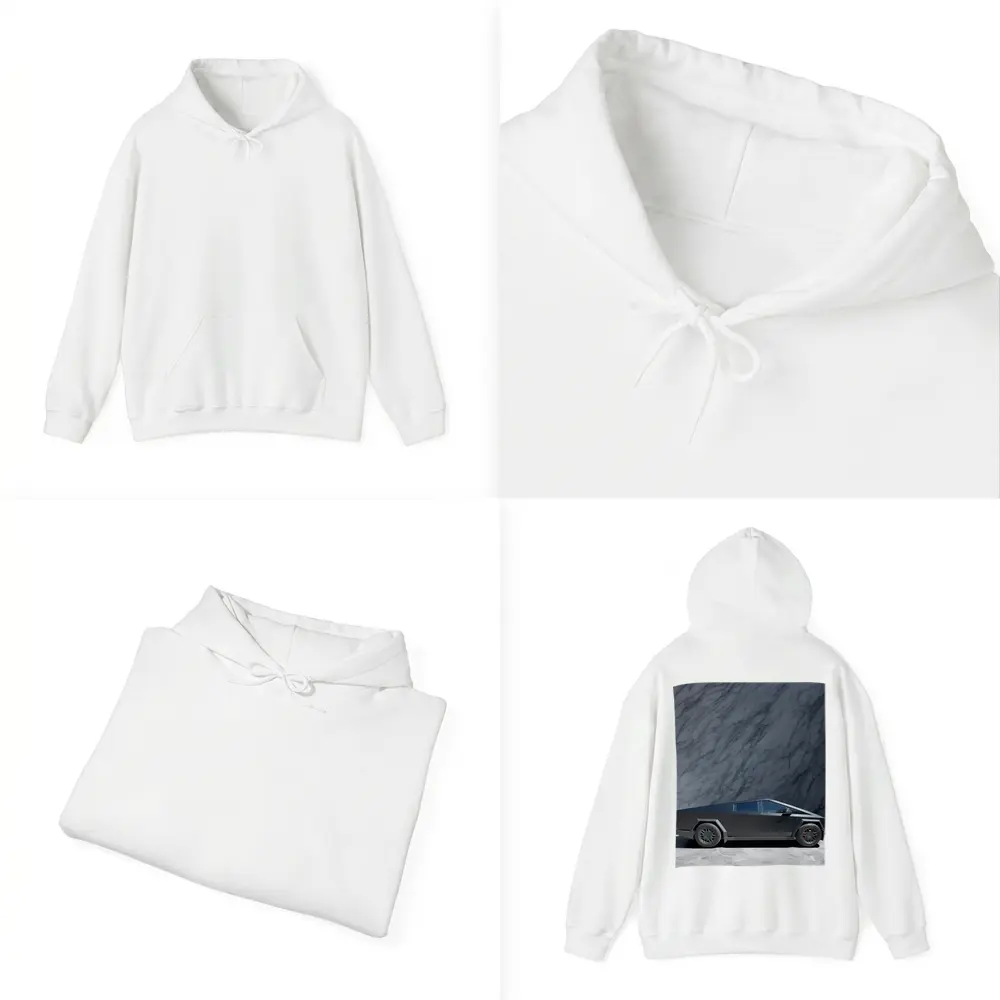 Tesla Cybertruck Against Marble Stone Wall – Hoodies