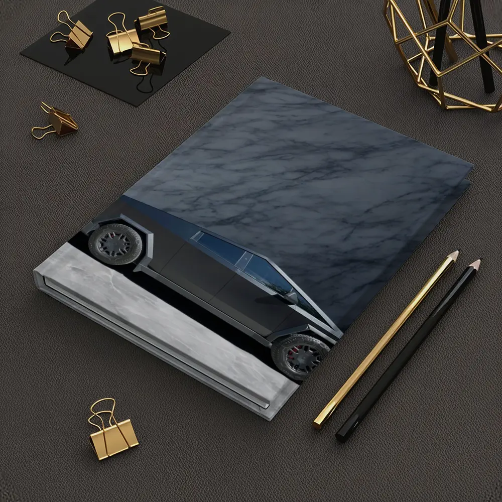 Tesla Cybertruck Against Marble Stone Wall – Notebooks