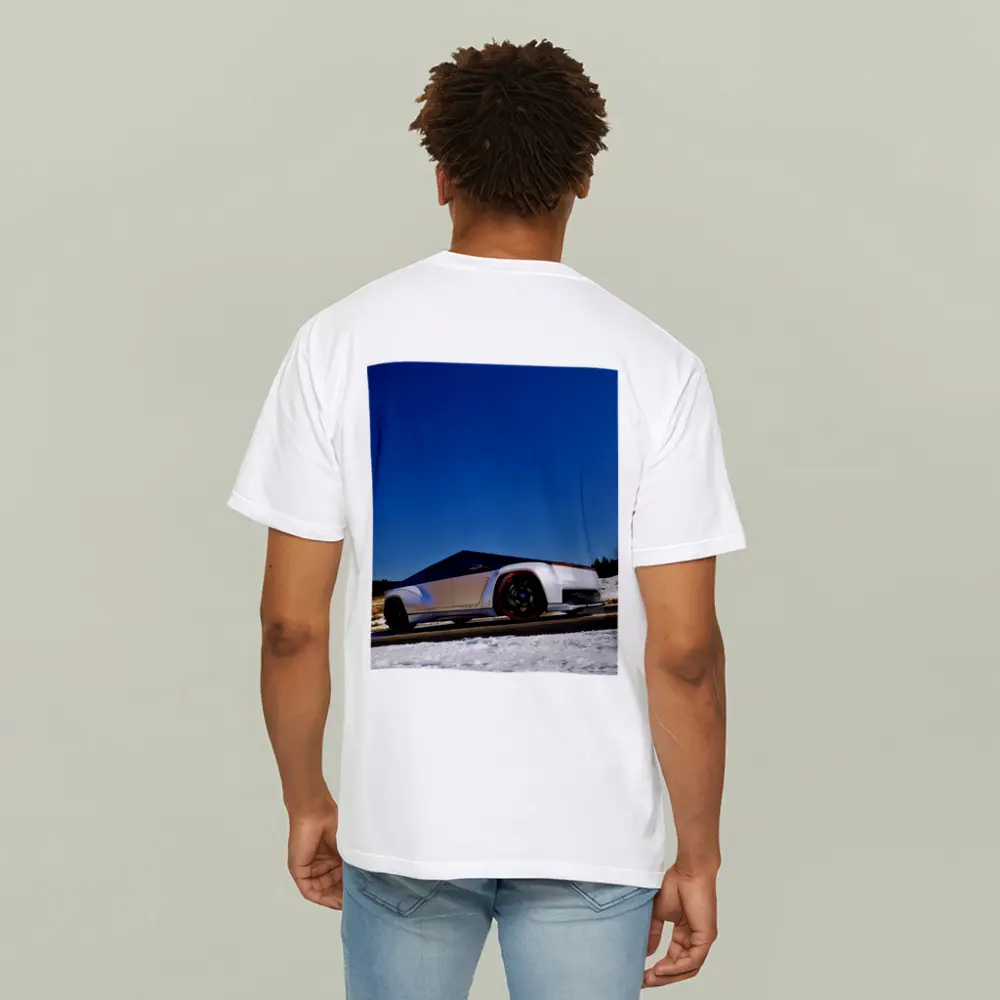 Tesla Cybertruck Silver Truck Snowy Road – T-Shirts
