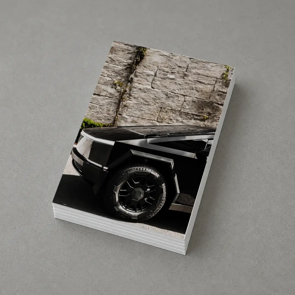 Tesla Cybertruck Black Against Stone Wall – Postcards
