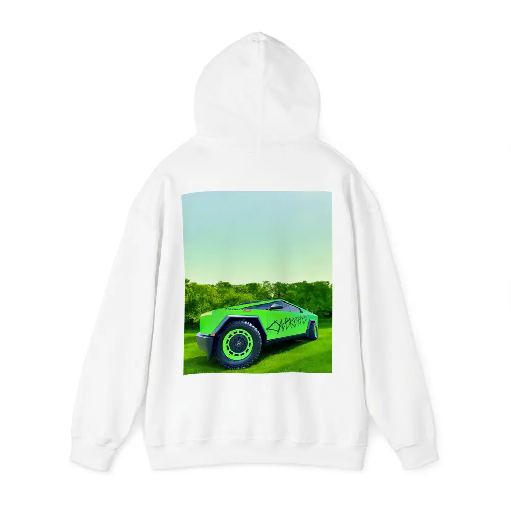 Tesla Cybertruck Green Graffiti Wrap Outdoors – Hoodies