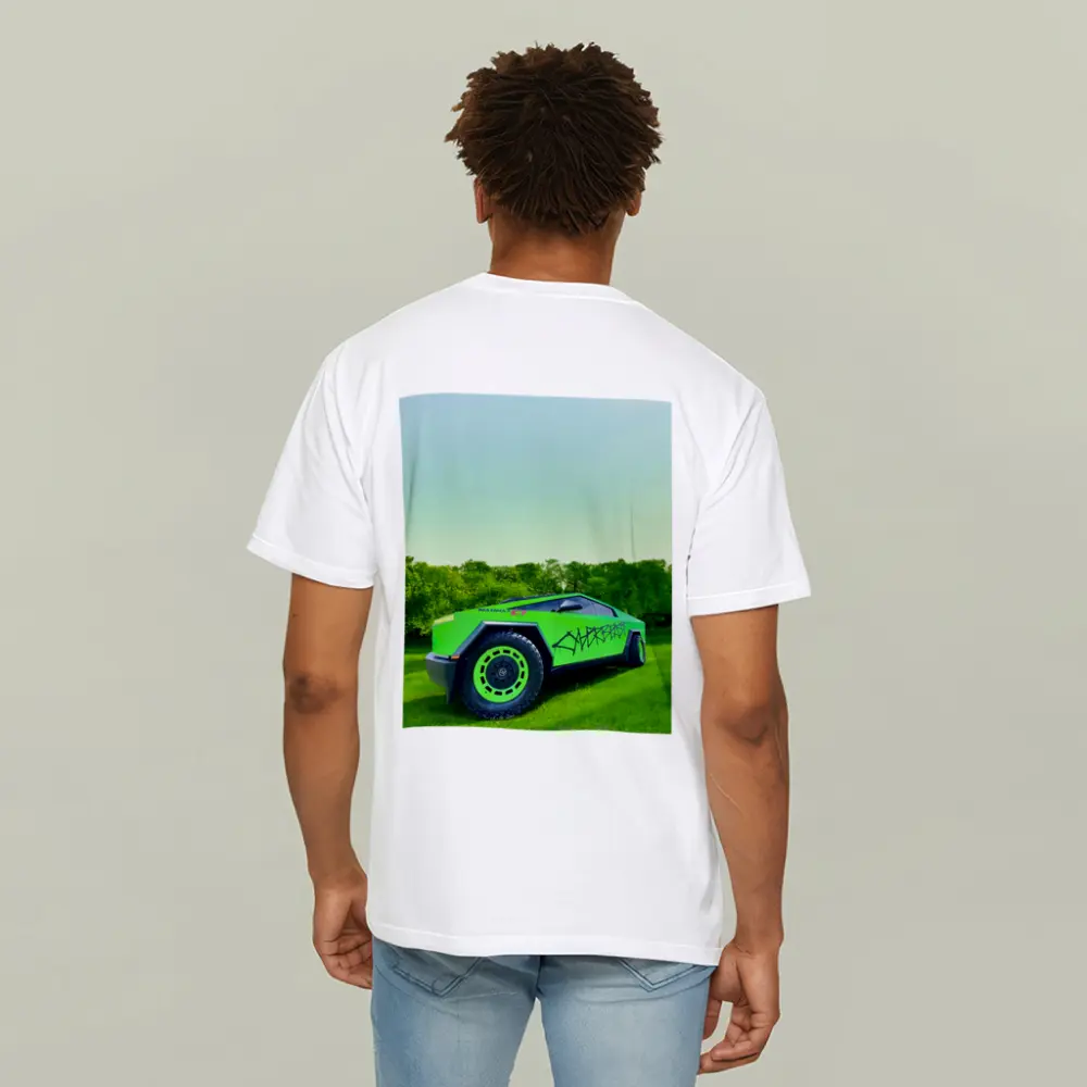 Tesla Cybertruck Green Graffiti Wrap Outdoors – T-Shirts