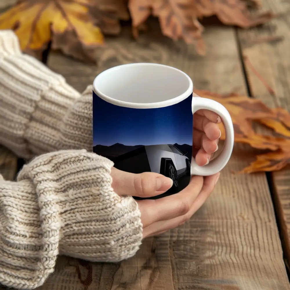 Tesla Cybertruck Under Starry Night Sky – Mugs