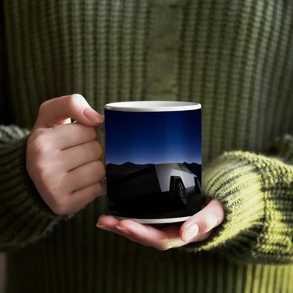 Tesla Cybertruck Under Starry Night Sky – Mugs