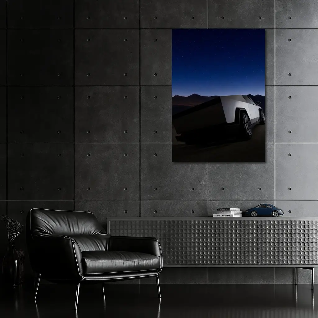 Tesla Cybertruck Under Starry Night Sky – Wall Art