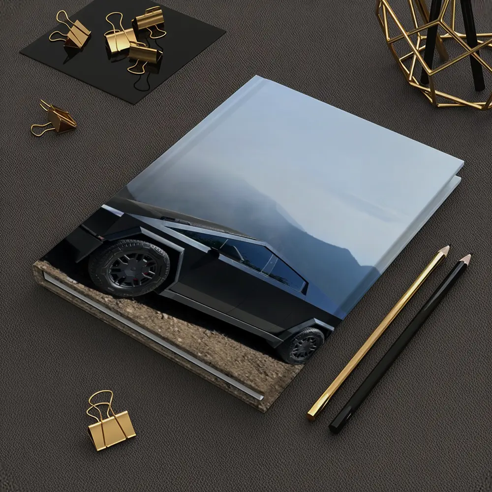 Tesla Cybertruck Black Mountain Misty Backdrop – Notebooks