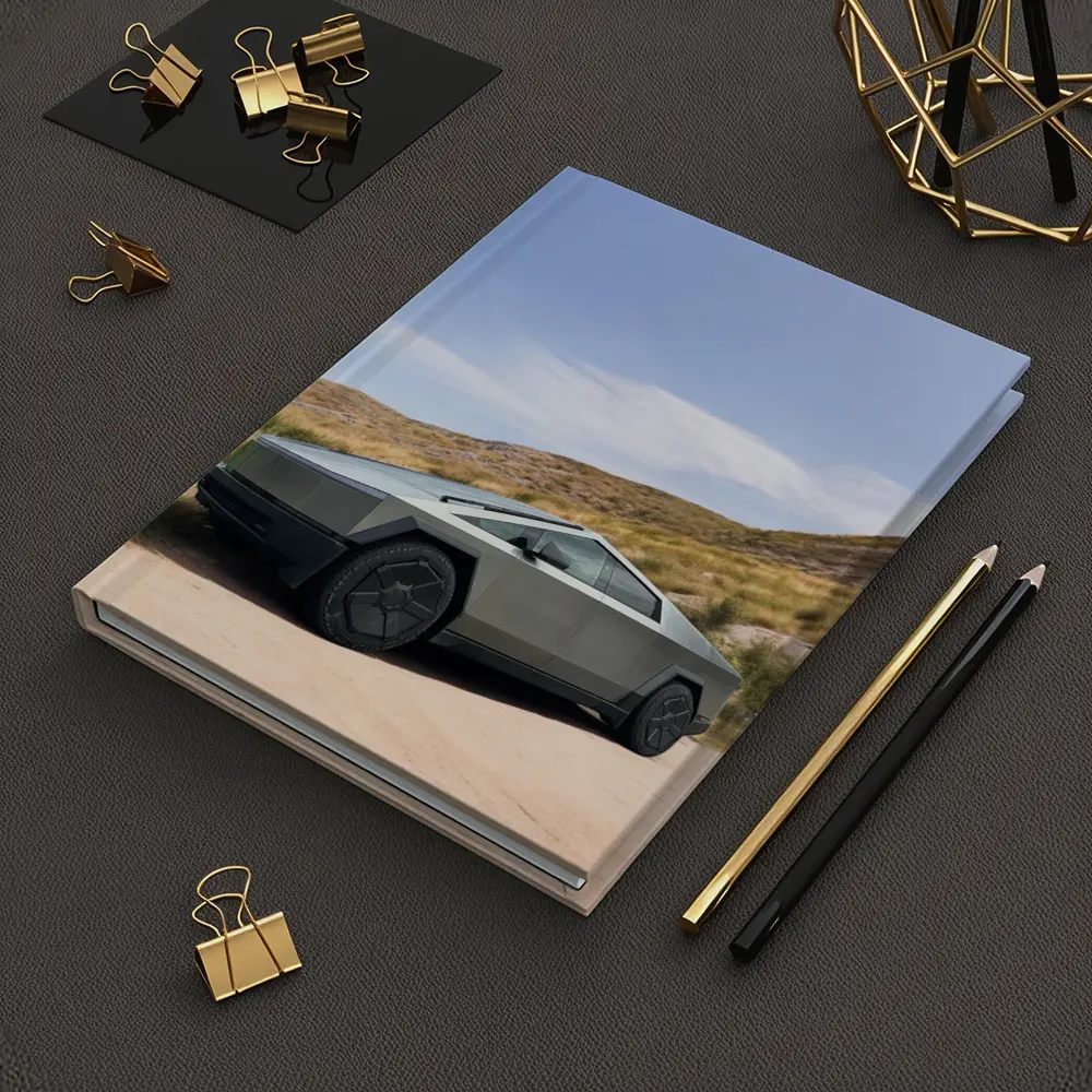 Tesla Cybertruck Parked On Desert Dirt Road – Notebooks