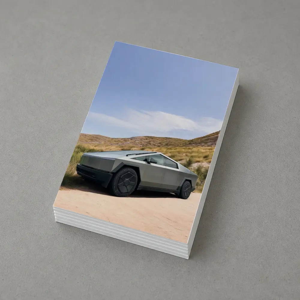 Tesla Cybertruck Parked On Desert Dirt Road – Postcards