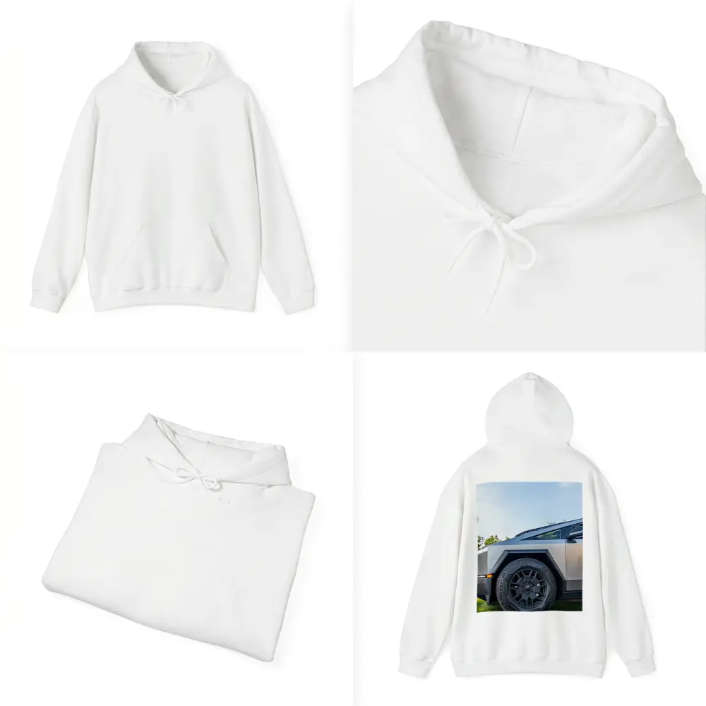 Tesla Cybertruck Parked On Green Grass – Hoodies