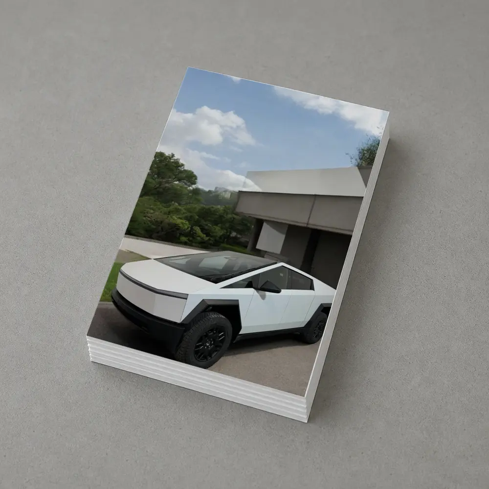 Tesla Cybertruck Parked Modern House Exterior – Postcards