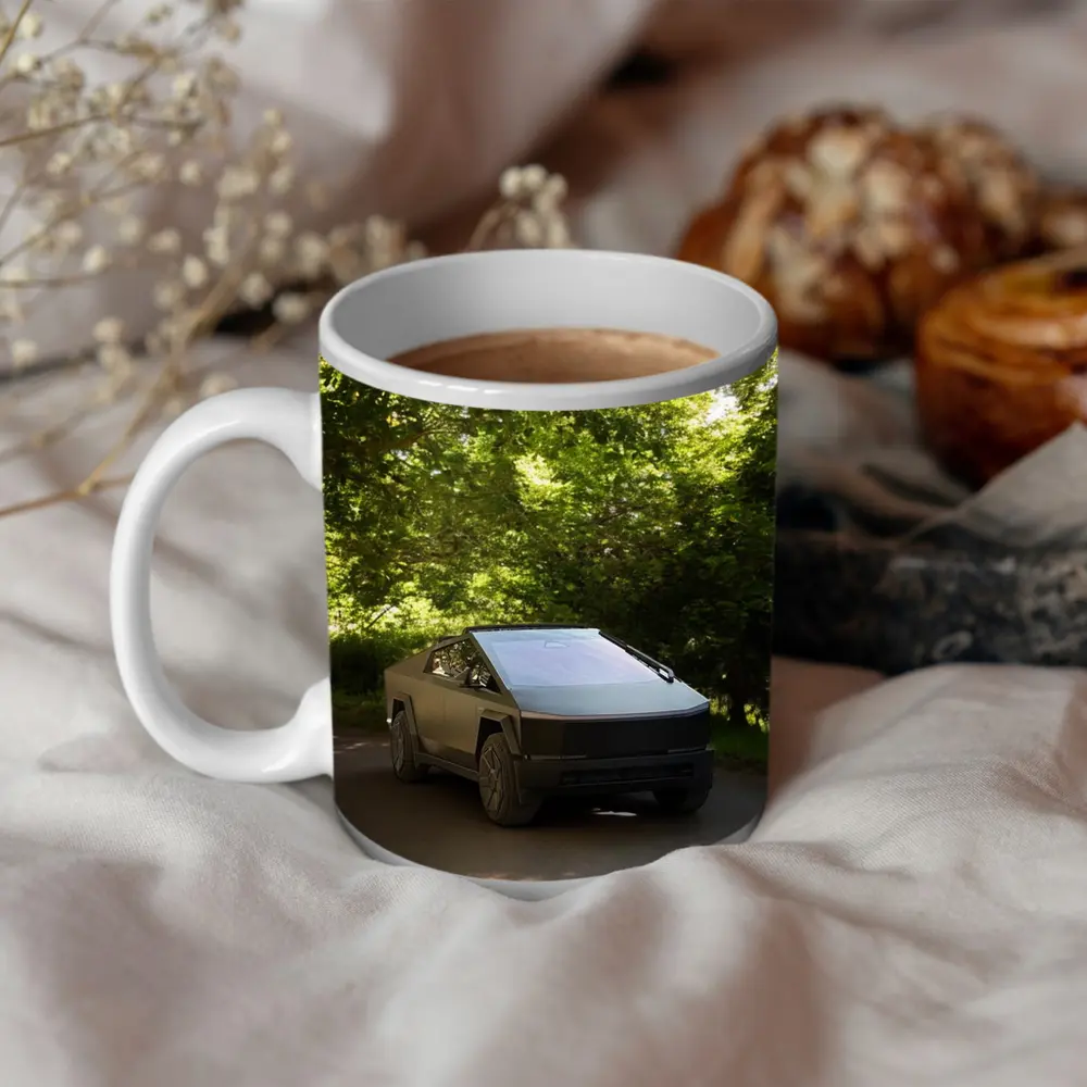 Tesla Cybertruck Parked On Forest Road – Mugs