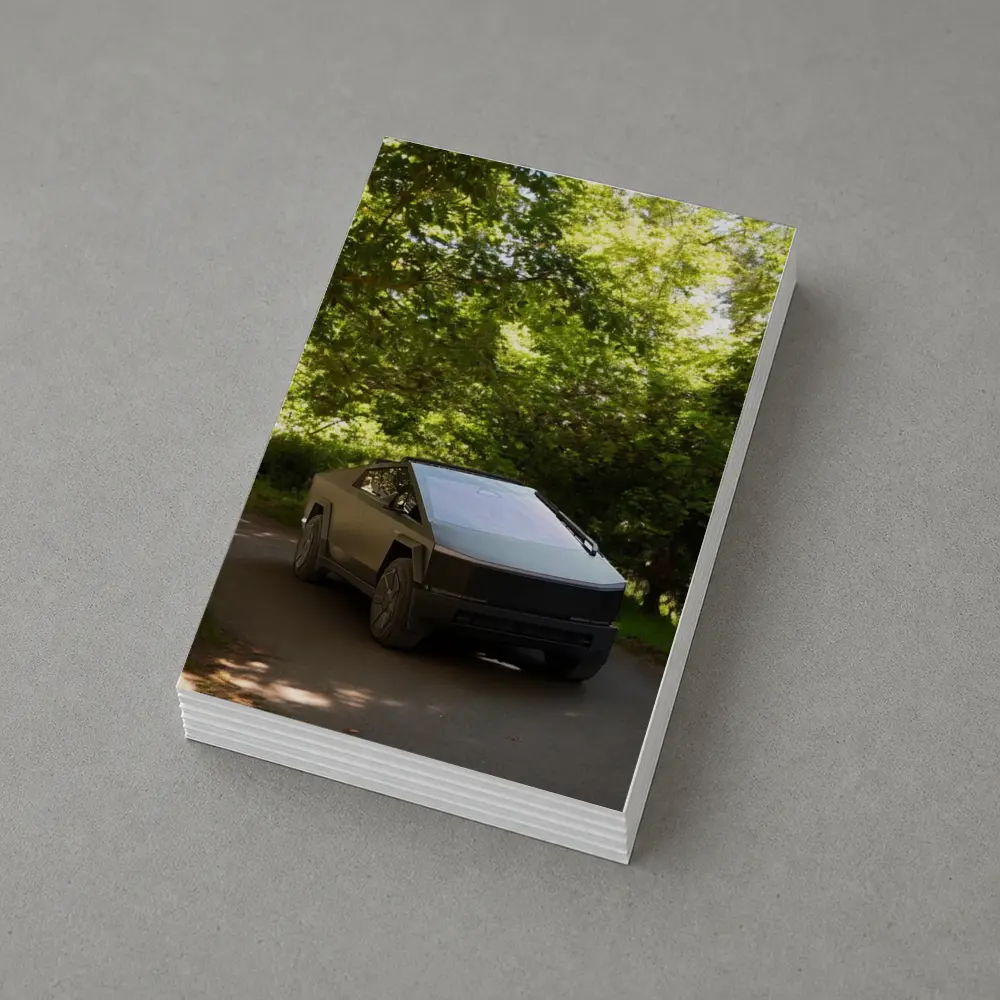 Tesla Cybertruck Parked On Forest Road – Postcards