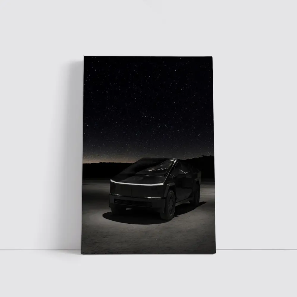 Tesla Cybertruck Under Starry Night Sky – Wall Art