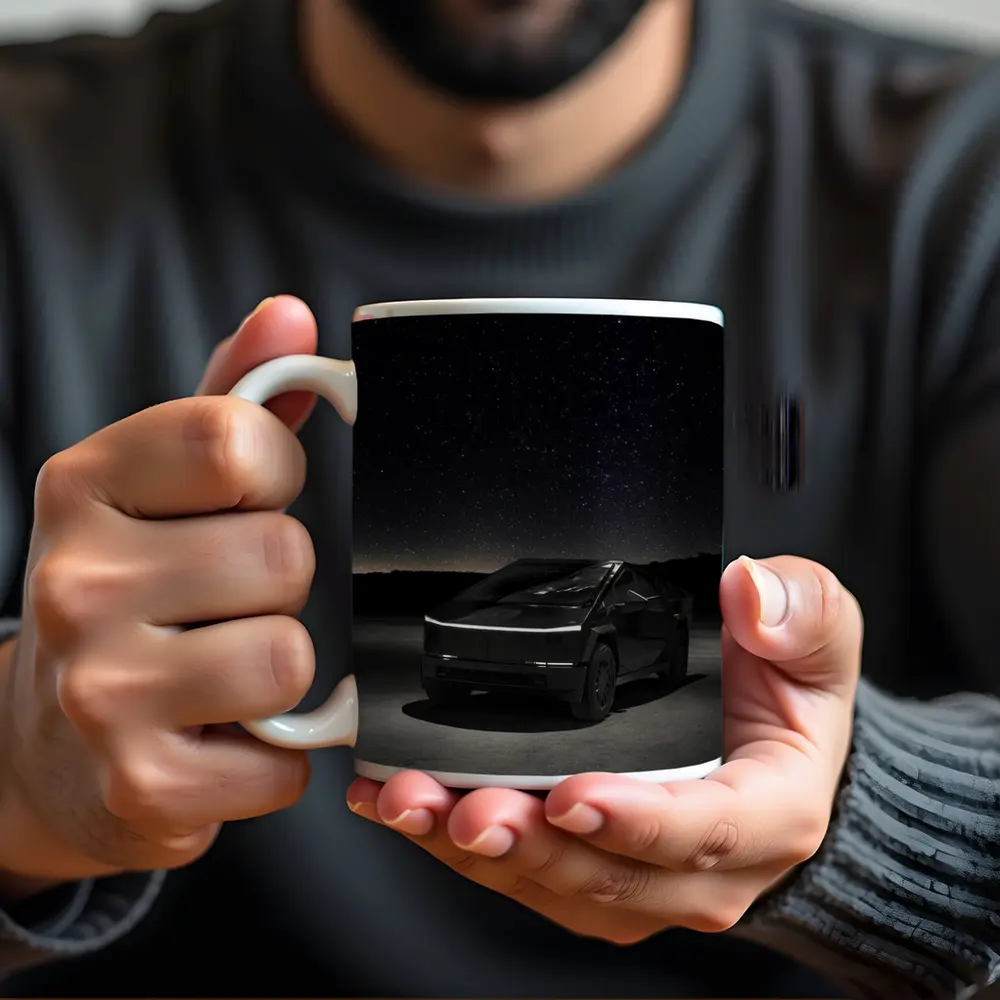 Tesla Cybertruck Under Starry Night Sky – Mugs