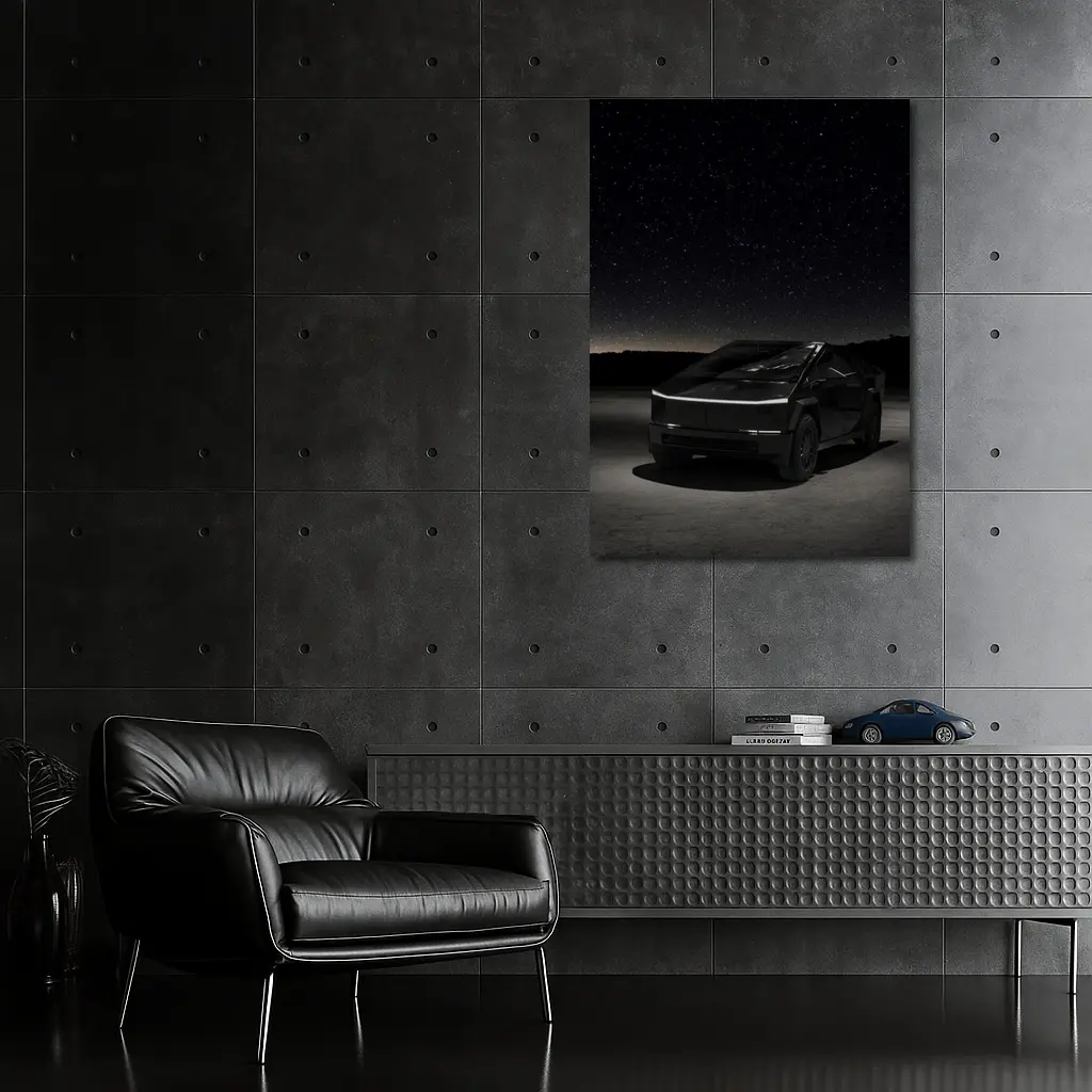 Tesla Cybertruck Under Starry Night Sky – Wall Art