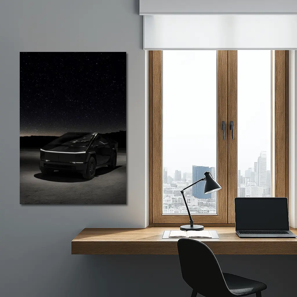 Tesla Cybertruck Under Starry Night Sky – Wall Art