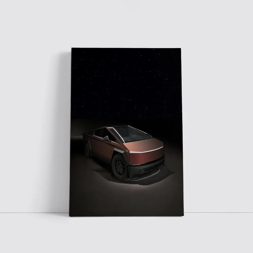 Tesla Cybertruck Under Starry Night Sky – Wall Art
