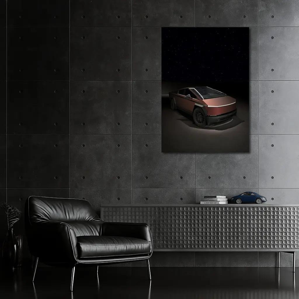 Tesla Cybertruck Under Starry Night Sky – Wall Art
