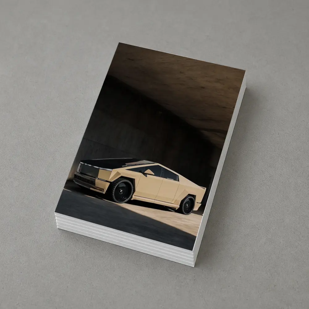 Tesla Cybertruck Beige Under Concrete Bridge – Postcards