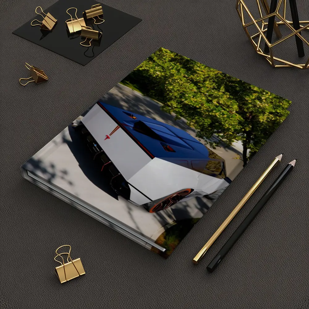 Tesla Cybertruck Parked Under Green Tree – Notebooks