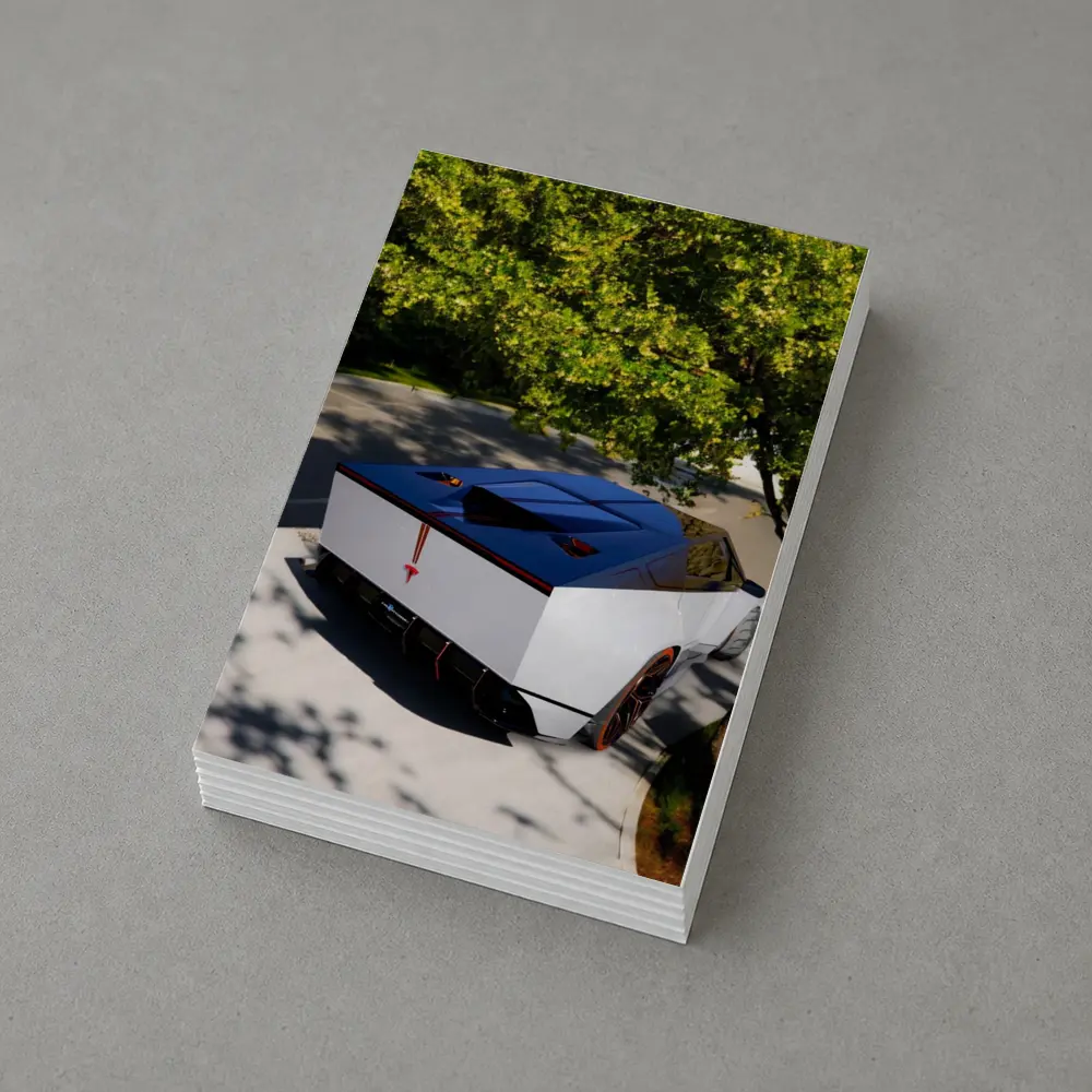 Tesla Cybertruck Parked Under Green Tree – Postcards