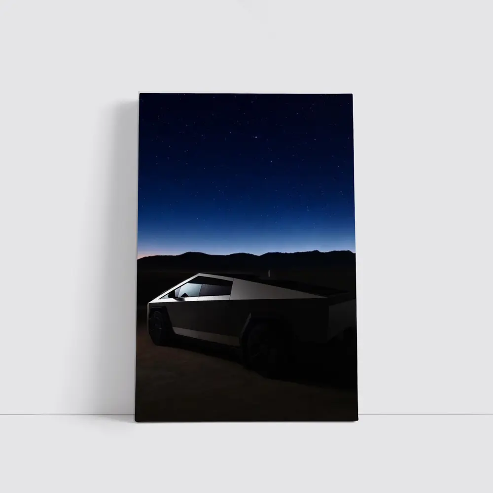 Tesla Cybertruck Under Starry Night Sky – Wall Art