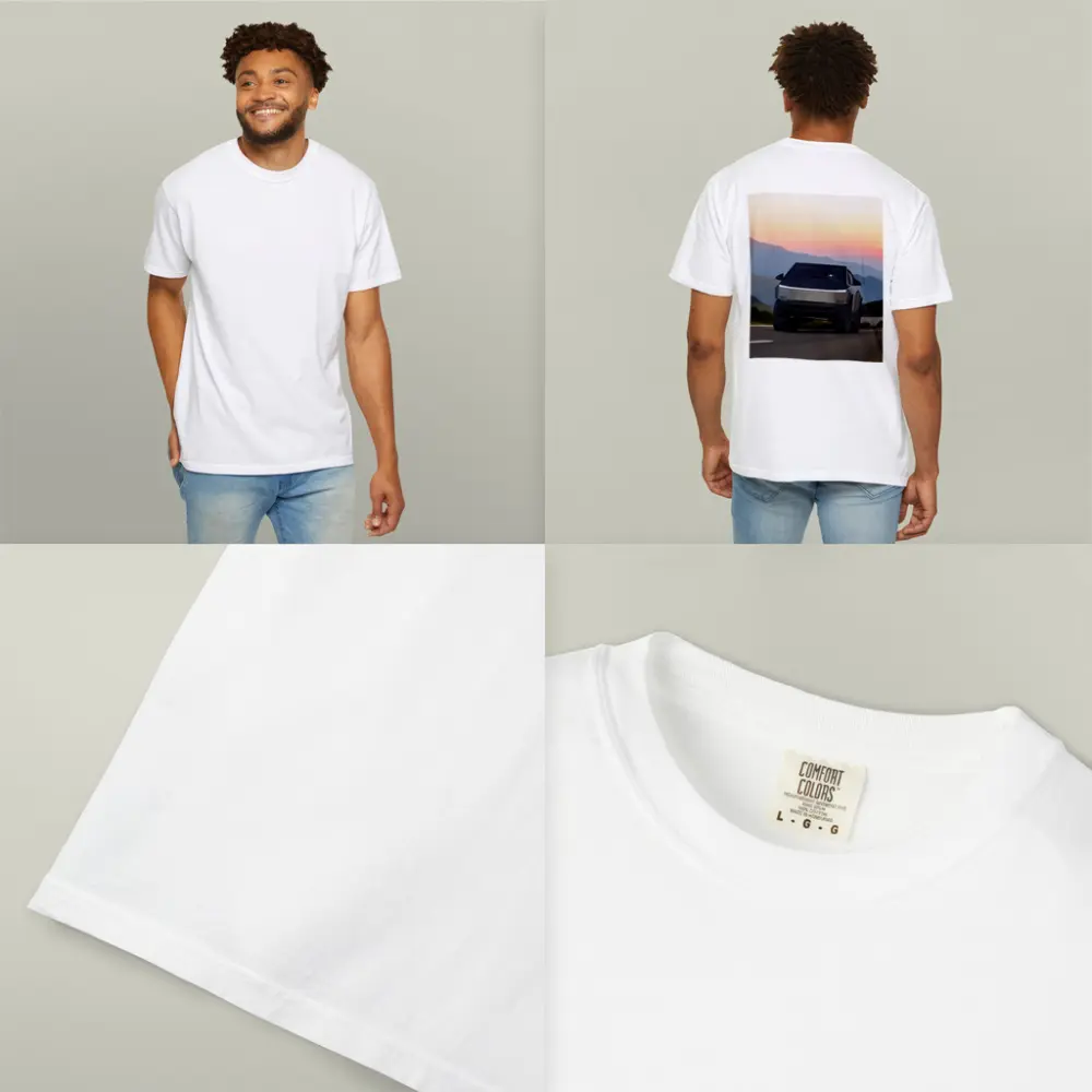 Tesla Cybertruck Driving Mountain Sunset Road – T-Shirts