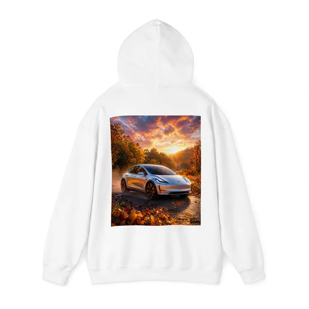 Tesla Model 3 Autumn Sunset Road Drive – Hoodies