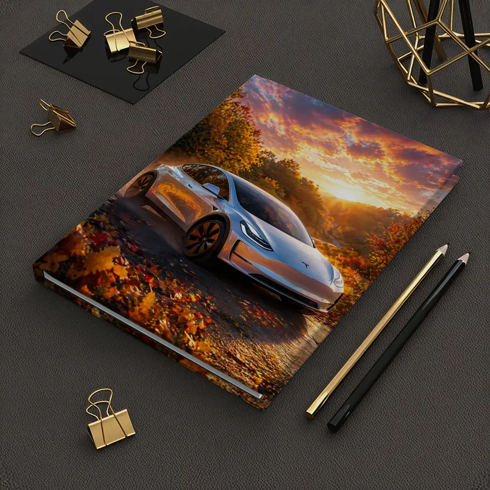 Tesla Model 3 Autumn Sunset Road Drive – Notebooks