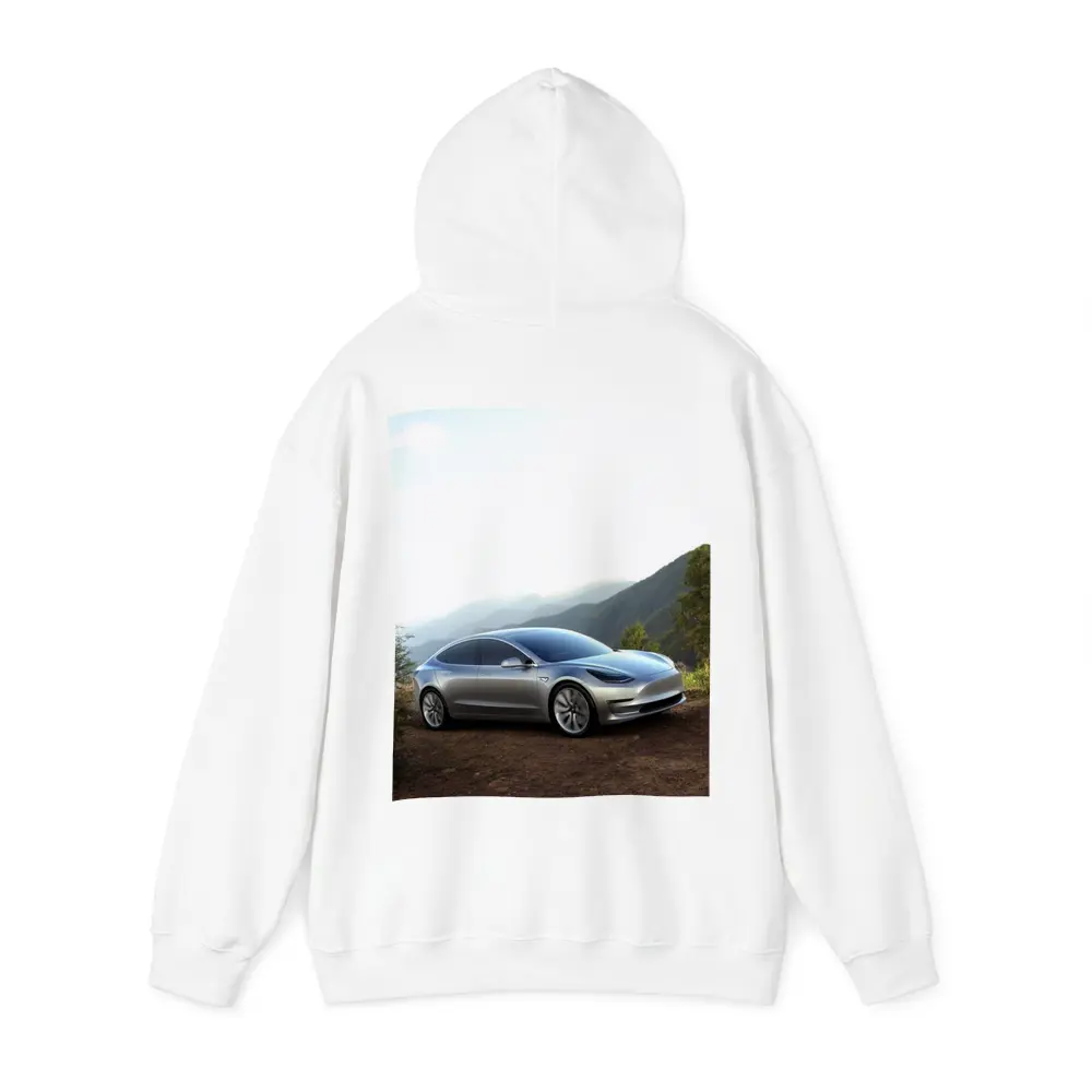 Tesla Model 3 Silver Mountain Scenic View – Hoodies