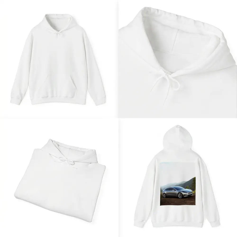 Tesla Model 3 Silver Mountain Scenic View – Hoodies