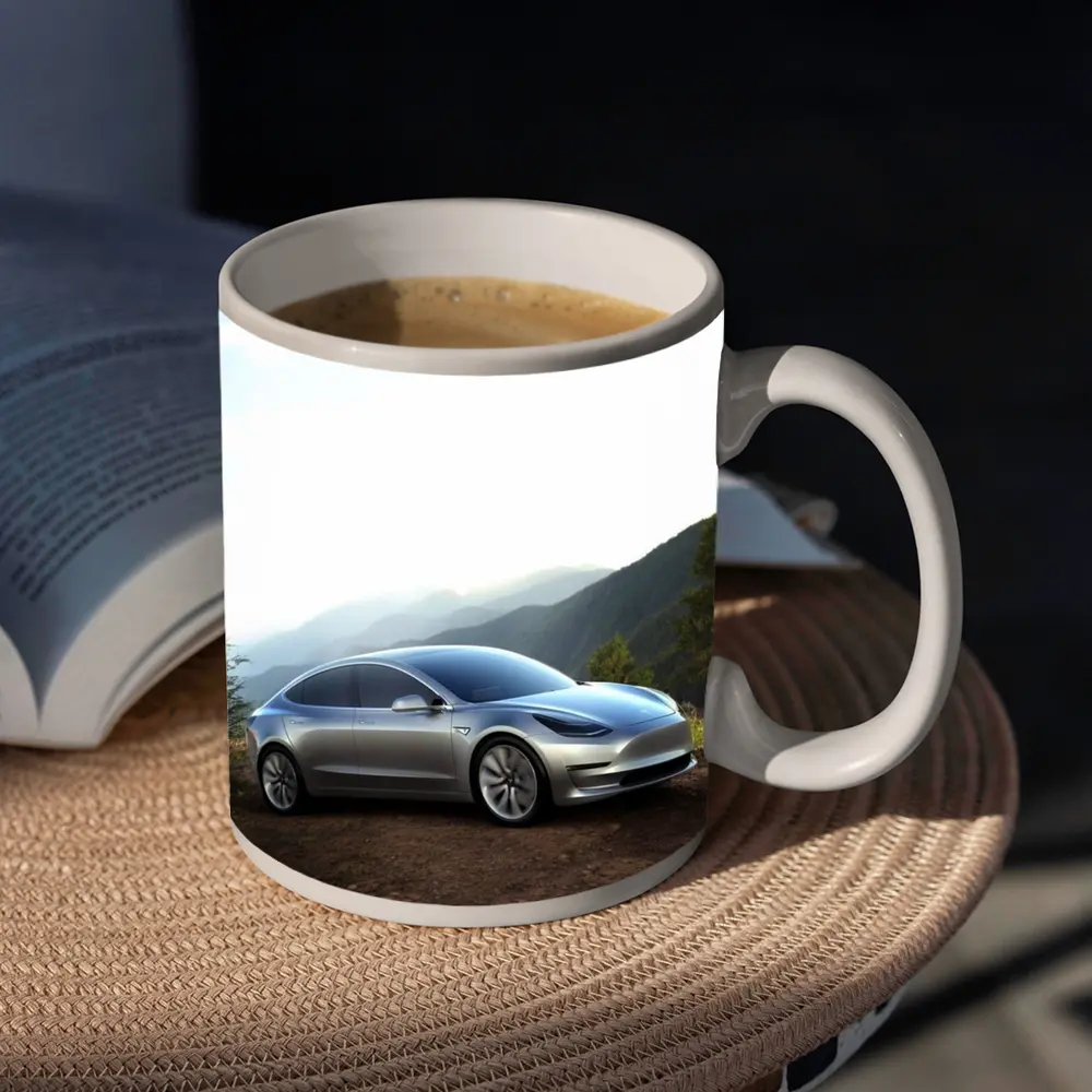 Tesla Model 3 Silver Mountain Scenic View – Mugs