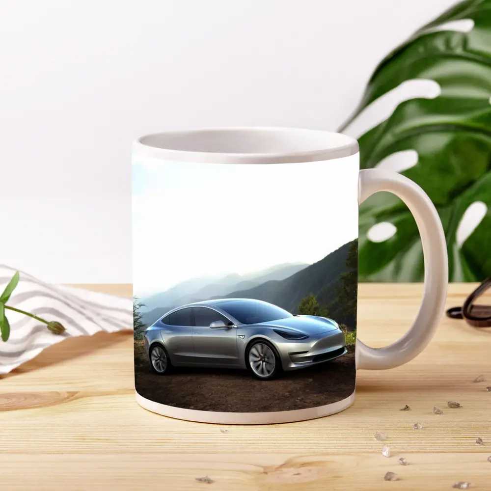Tesla Model 3 Silver Mountain Scenic View – Mugs