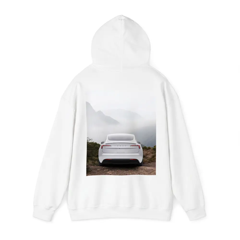 Tesla Model Y White Misty Mountain View – Hoodies