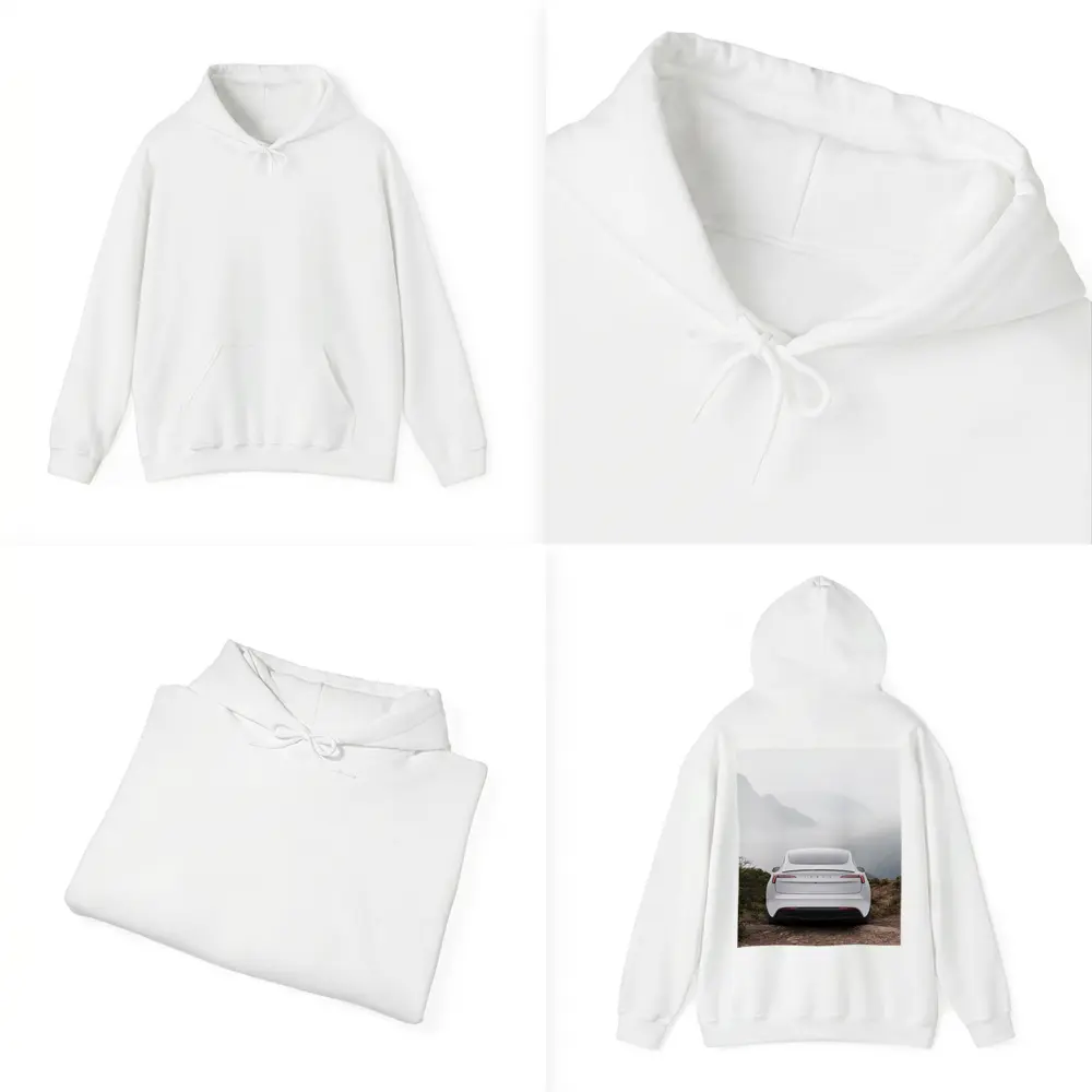 Tesla Model Y White Misty Mountain View – Hoodies