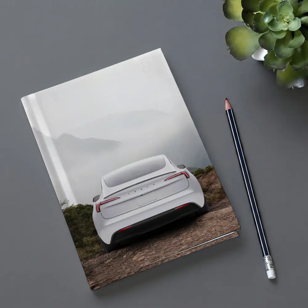 Tesla Model Y White Misty Mountain View – Notebooks