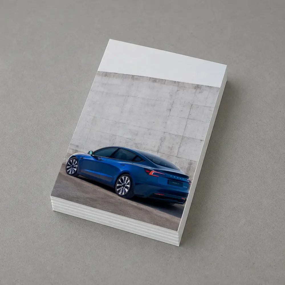 Tesla Model 3 Blue Against Concrete Wall – Postcards