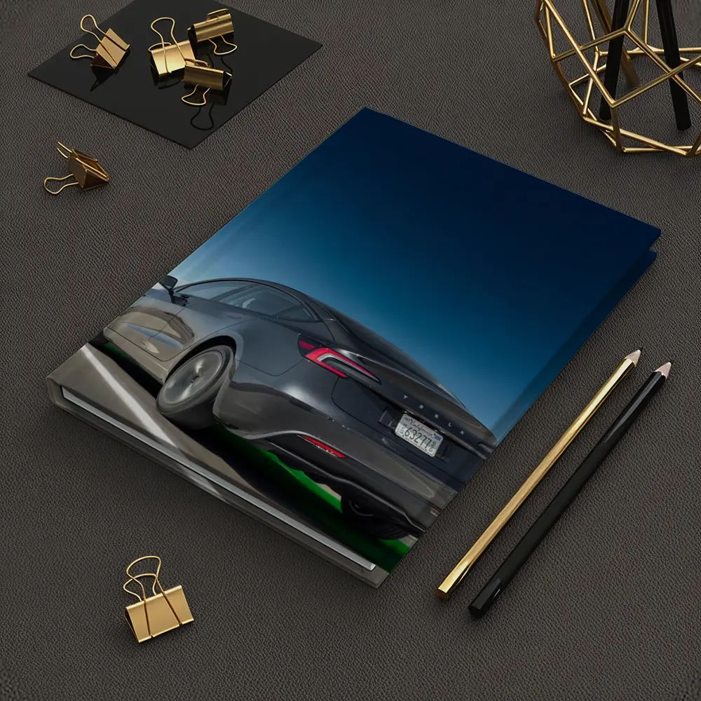 Tesla Model 3 Gray on City Highway – Notebooks