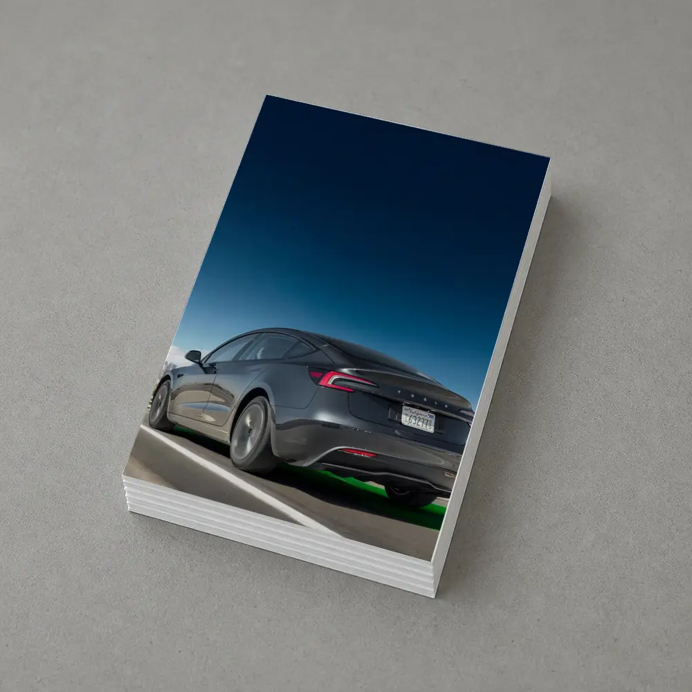Tesla Model 3 Gray on City Highway – Postcards