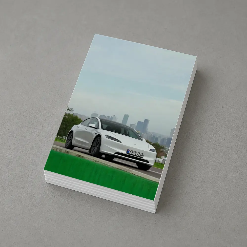 Tesla Model 3 White Car City Skyline – Postcards