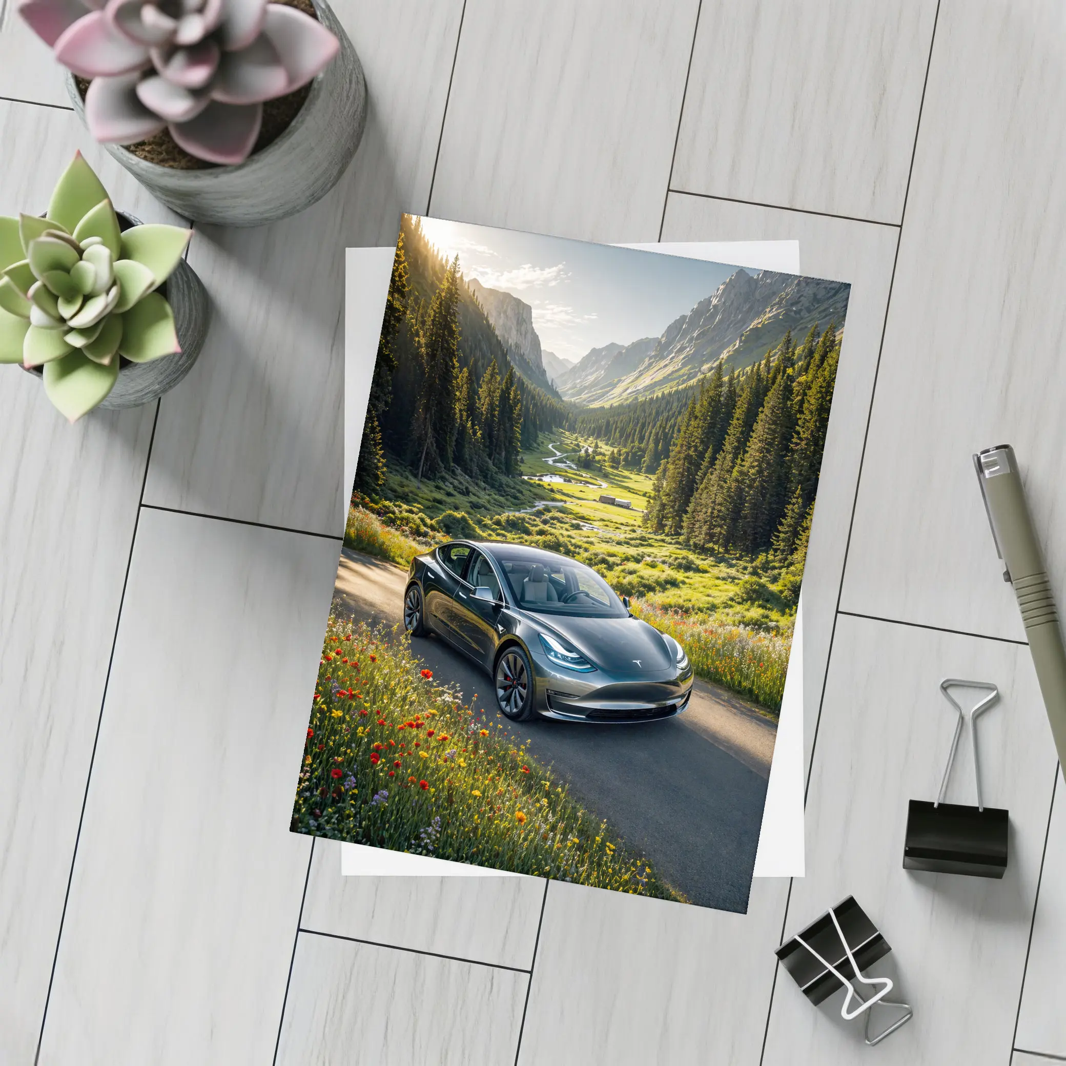 Tesla Model 3 Mountain Valley Road Drive – Postcards
